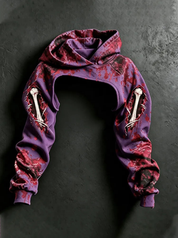 Women's Halloween Blood Stain And Skeleton Print Hoodie Two-piece Set
