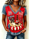 Women's 250th Anniversary American Puppy Print T-Shirt