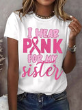 Women's Breast Cancer Awareness Print Casual T-Shirt