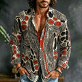 Men's Casual Retro Hippie Print Long-sleeve Shirt