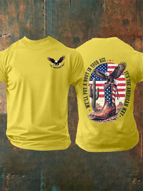 Men's Boots and the Eagle Print T-Shirt