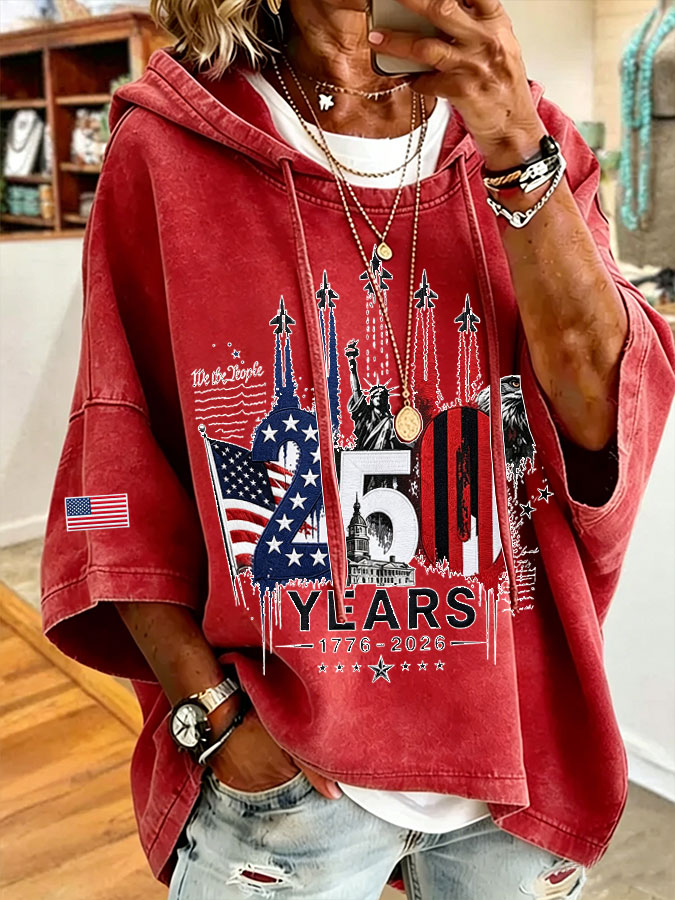 Women'S American Flag Printed Super Large Hoodie