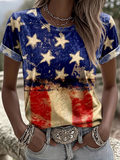 Women's Anniversary Flag Printed Casual T-Shirt