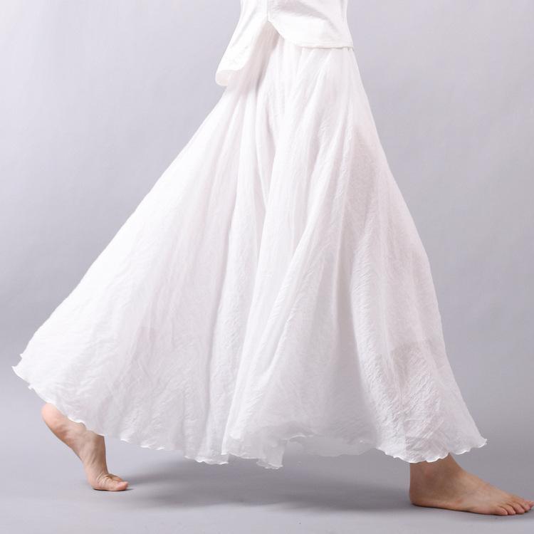 15 Colors Cotton&Linen Casual Solid Elastic A-line Skirts
