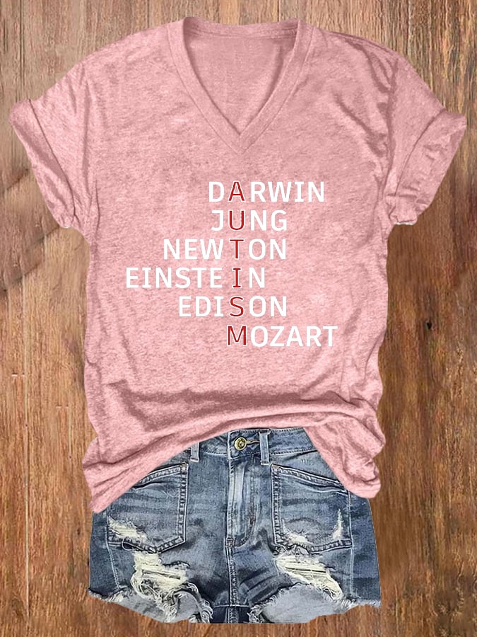 Women's Autism Awareness Printed Casual T-Shirt