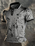 Men's Retro "Patriot" Color-Block Short-Sleeve Polo Shirt