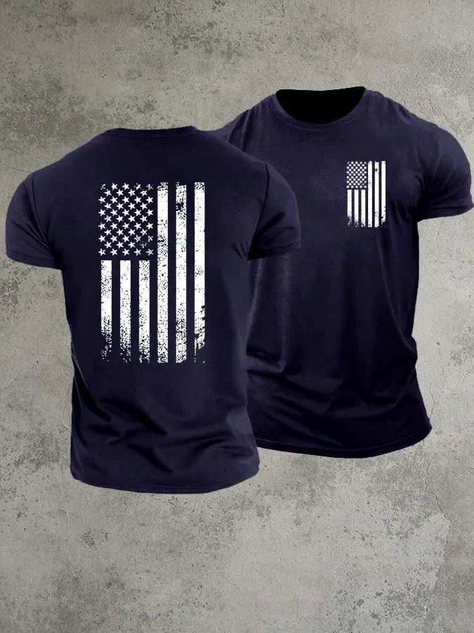 America Flag 1776 Pattern 100% Cotton T-Shirt