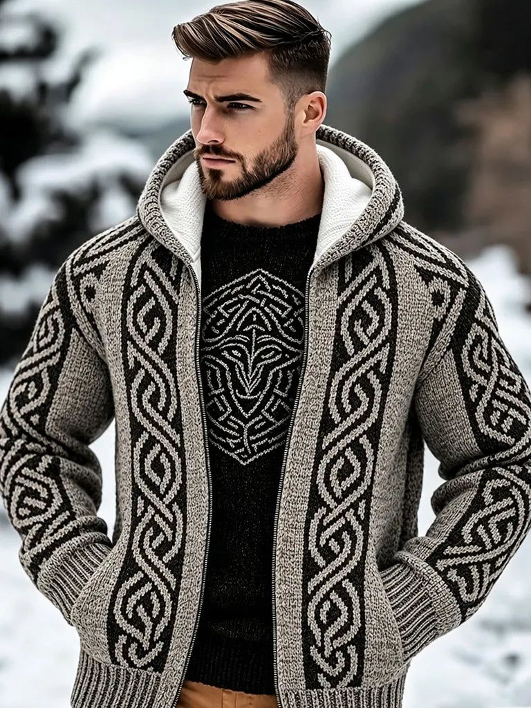 Men's Viking Kyle Style Extra Thick Hooded Zip-up Sweater