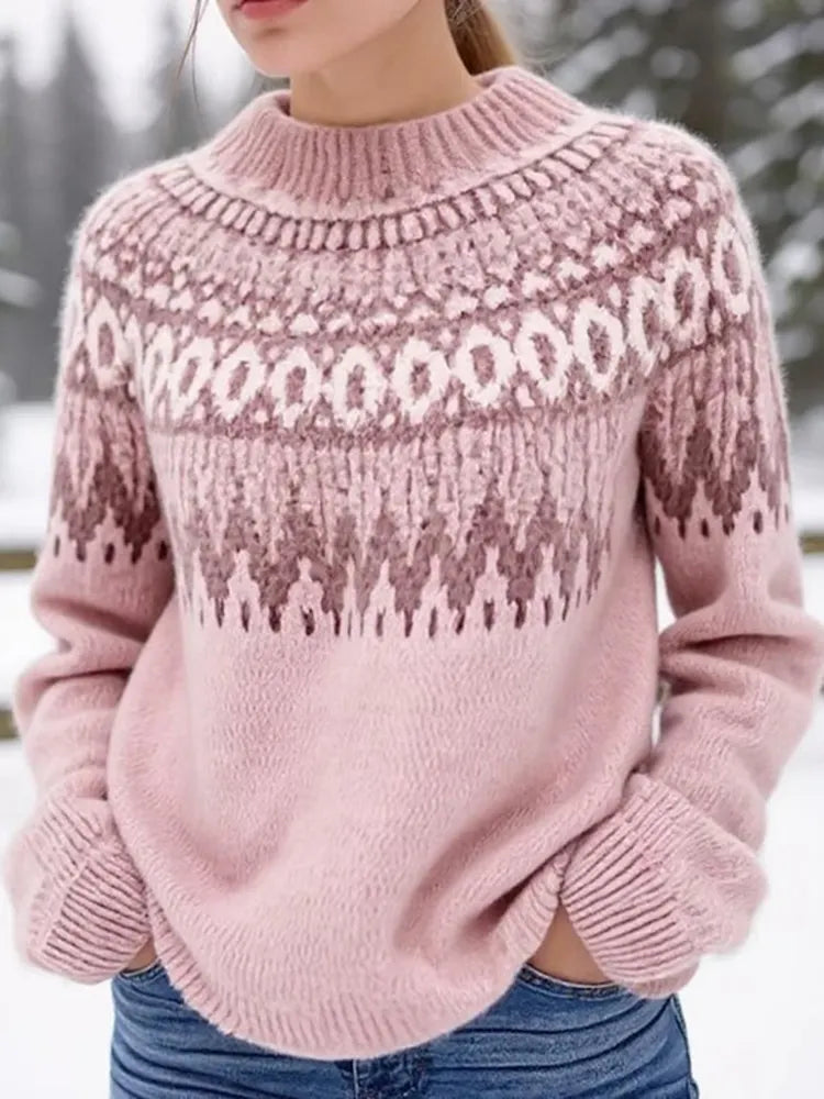 Women's Iceland Wave Jacquard Comfort Knit Sweater