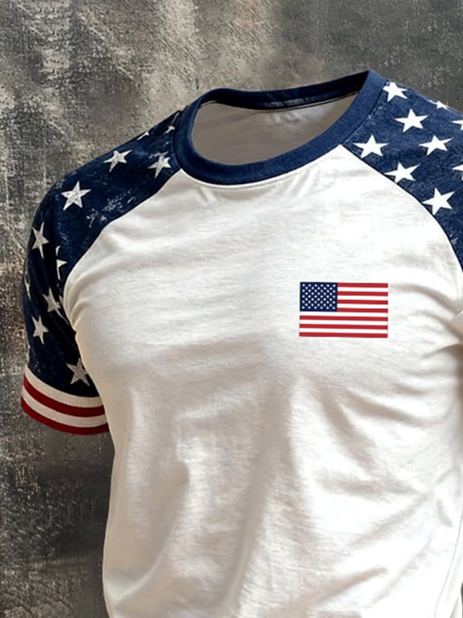 Men's Retro Color-Block Patriot Short-Sleeve T-Shirt