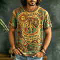 Men's Retro Casual Music Hippie Lion Print Short-sleeve T-shirt