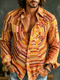 Men's Hippie Style Sun Patchwork Art Long Sleeve Shirt