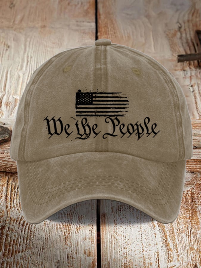 Unisex Distressed Washed Cotton Print Hat