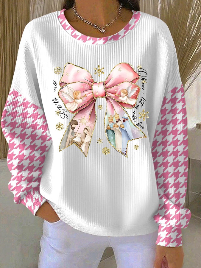 Women's Casual Print Long Sleeve Knit Top