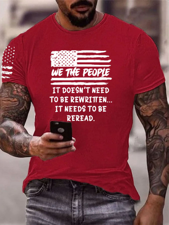 Independence Day  We The People  Pattern 100% Cotton T-Shirt