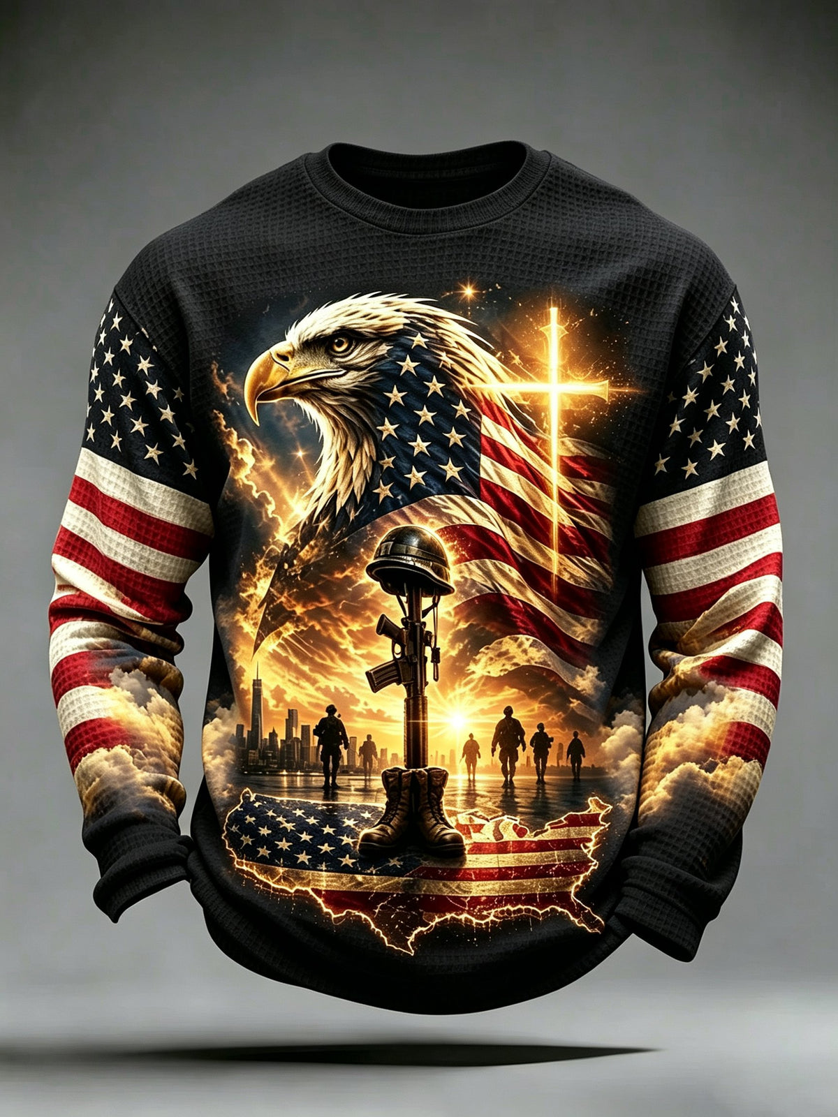 Men's Veterans Day Theme Waffle Long Sleeve T-Shirt