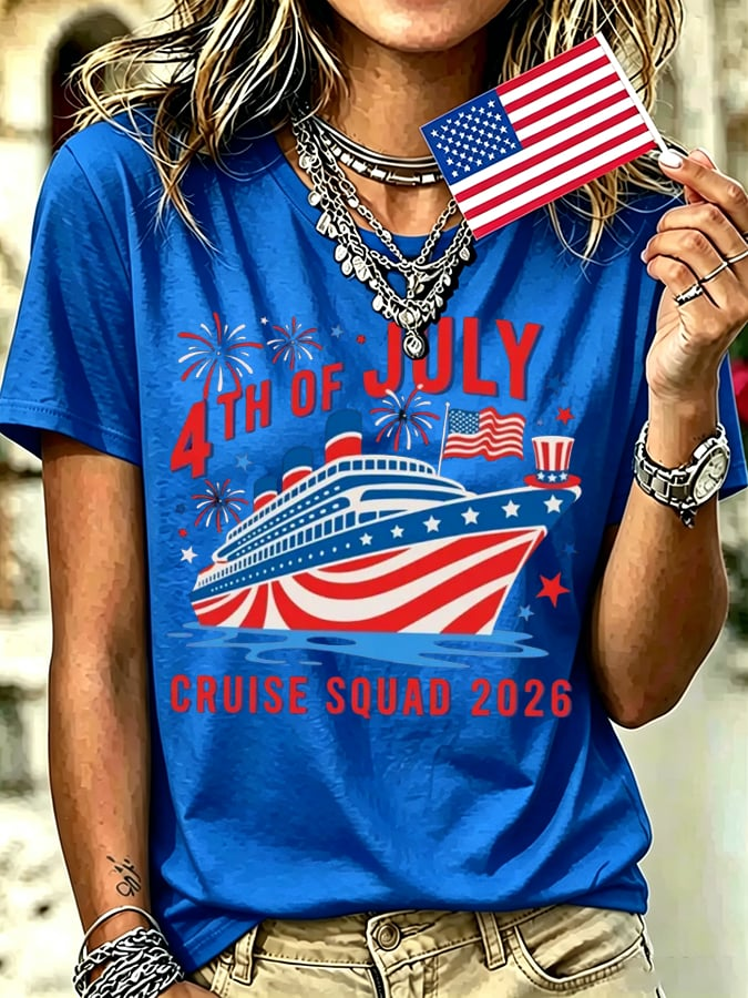 Women's 4th Of July Cruise Squad 2026 Print T-shirt