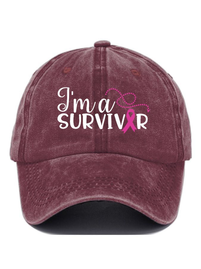 Unisex Breast Cancer Ribbon Survivor Print Cap