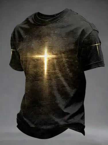 Glowing Cross Pattern Pattern 100% Cotton T-Shirt