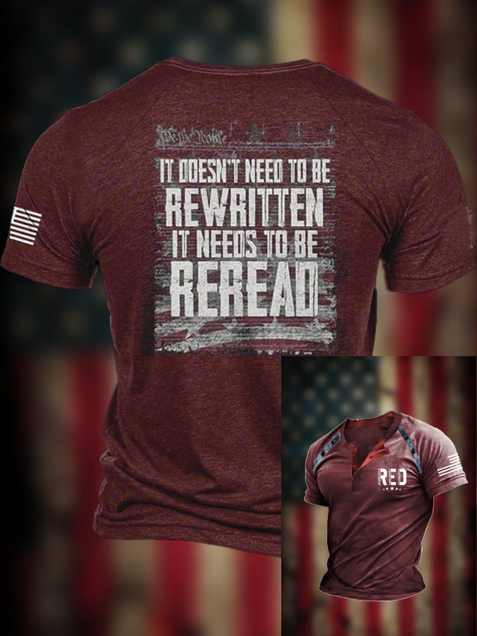Men's REREAD - Not ReWritten Independence Day Henley Neck T-Shirt