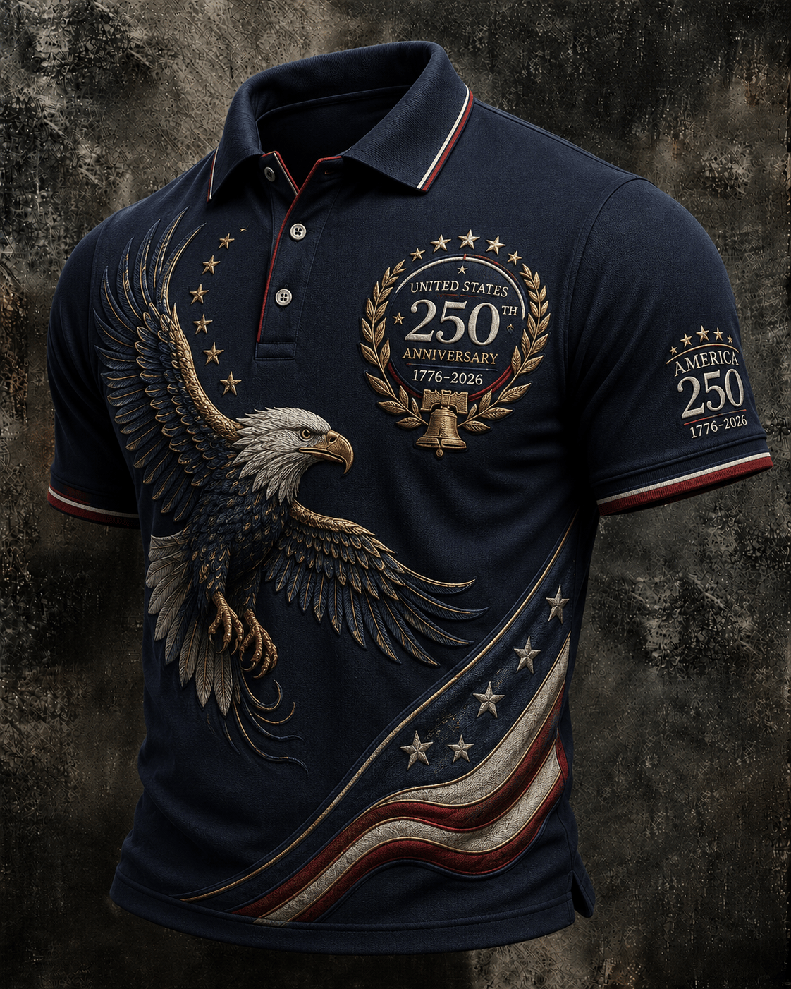Men's American Flag Print Polo Shirt