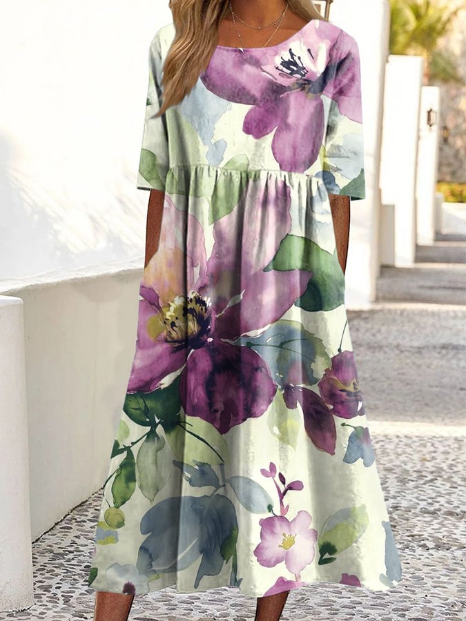 Women's Alzheimer's Disease Awareness Floral Print Dress