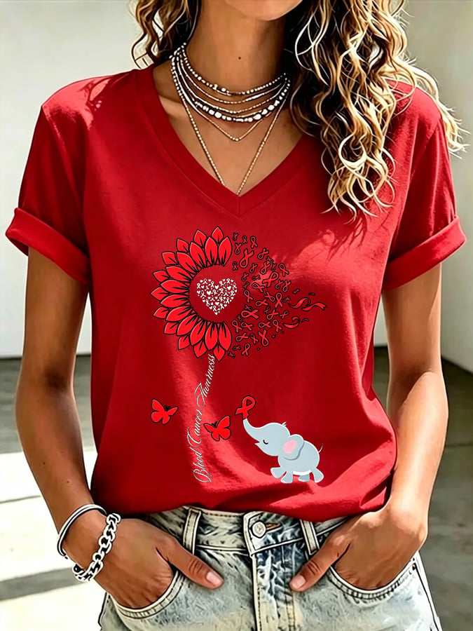 Women's Blood Cancer Awareness V-neck T-shirt