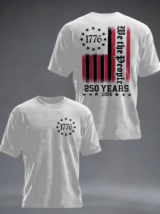Men's Casual USA 250th Anniversary Printed Short-Sleeve T-Shirt