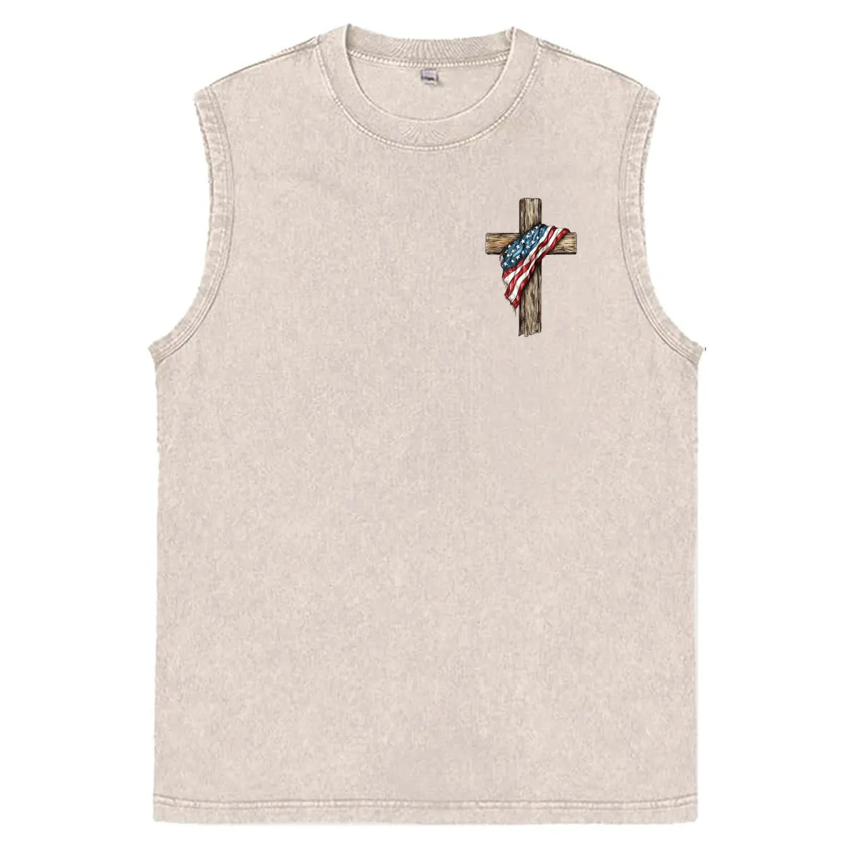 Stand For The Flag Kneel For The Cross Unisex Washed Cotton Sleeveless Tank Tops