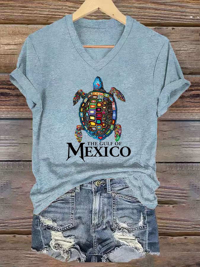 Women's Gulf of Mexico Print V-Neck T-Shirt