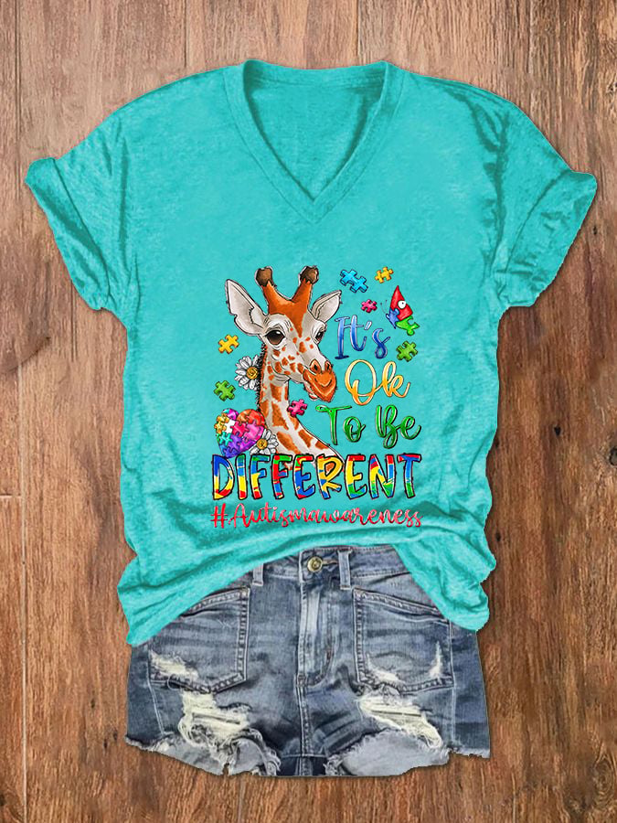 Women's It's Ok To Be Different V-Neck T-Shirt