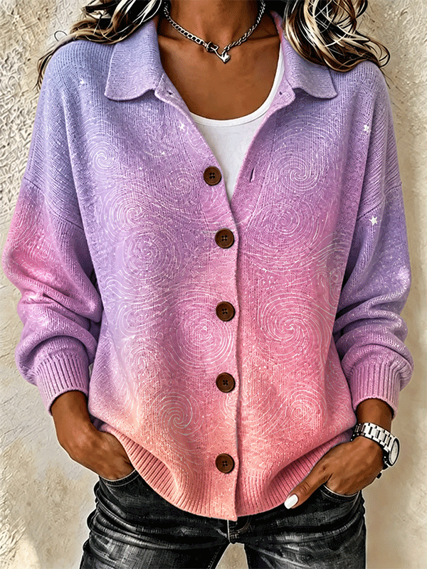 Women's Retro Gradient Line Fall/Winter Knitted Coat