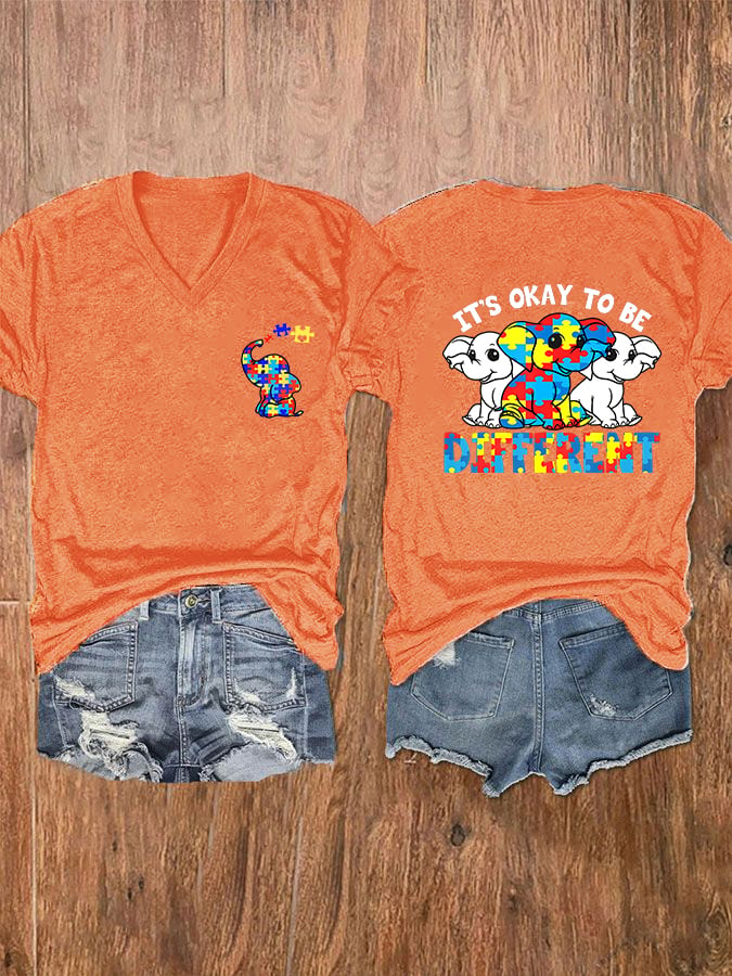 Women's It's Ok To Be Different V-Neck T-Shirt