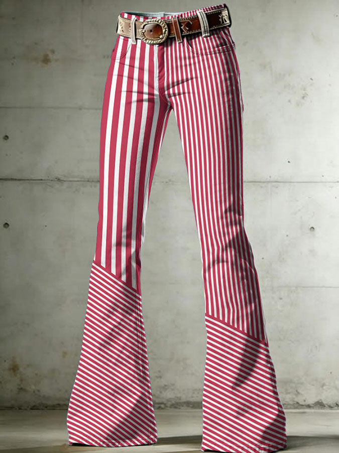 Women'S Breast Cancer Awareness Promotion Pink Stripe Plaid Print Denim Jeans