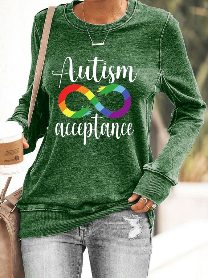 Women'S  Autism Awareness Print Casual Sweatshirt