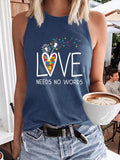 Autism Awareness Love Needs No Words Print Tank Top