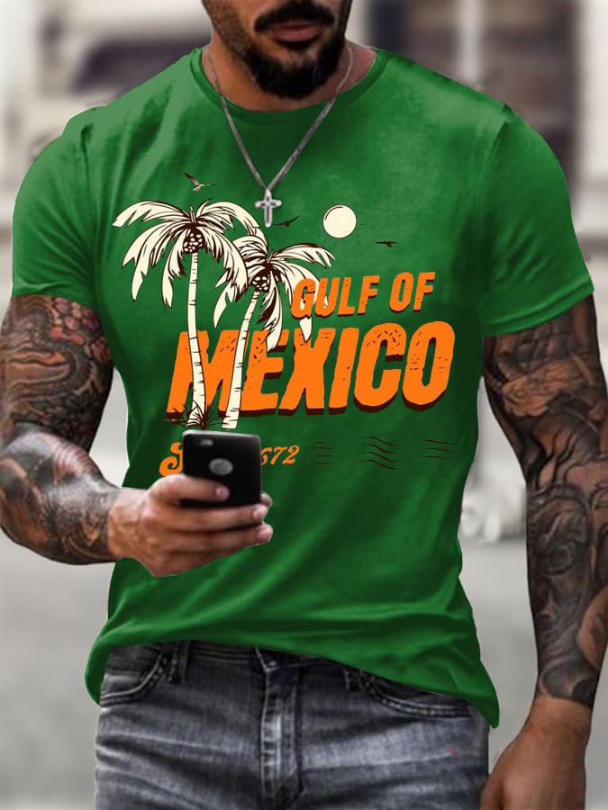 Men's Gulf Of Mexico Printed Round Neck T-Shirt