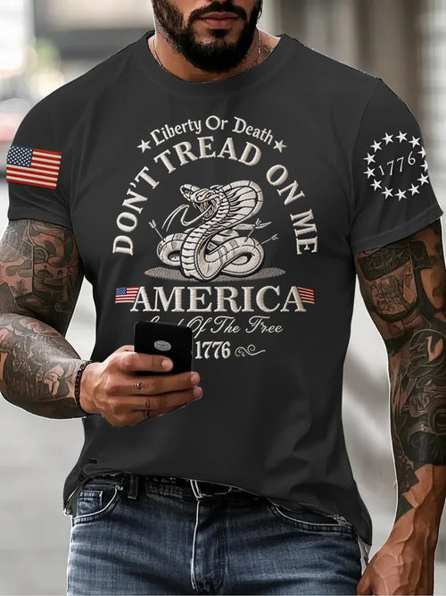 Men's "Don't Tread on Me" Printed Short-Sleeve T-Shirt