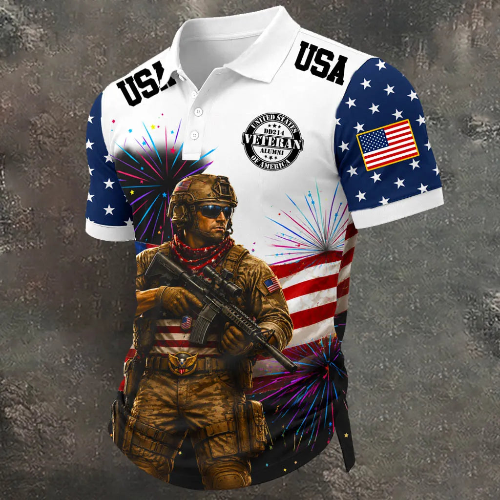 Men's Veteran Proof The Service Pattern Print Polo Shirt