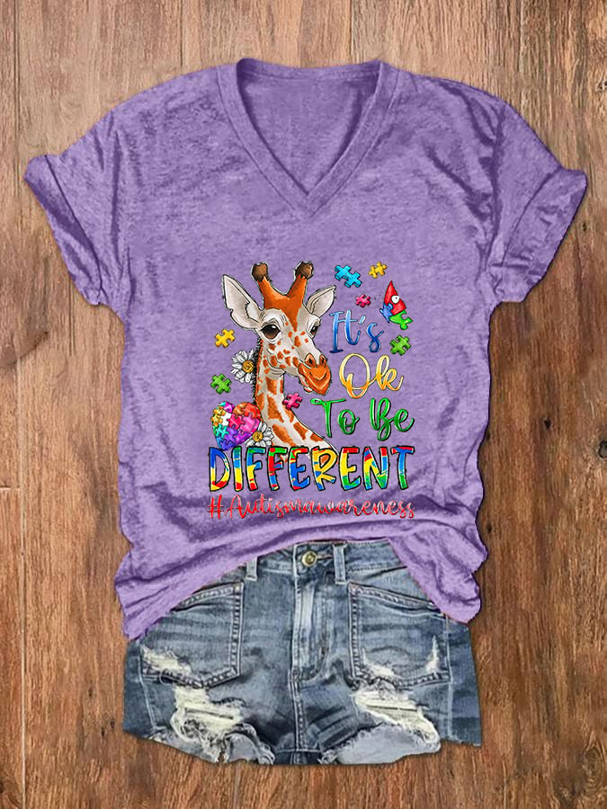 Women's It's Ok To Be Different V-Neck T-Shirt