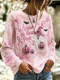 Women's Breast Cancer Halloween  Print Hoodie