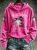 Retro Breast Cancer Awareness Ghost Pumpkin In October We Wear Pink Print Hoodie