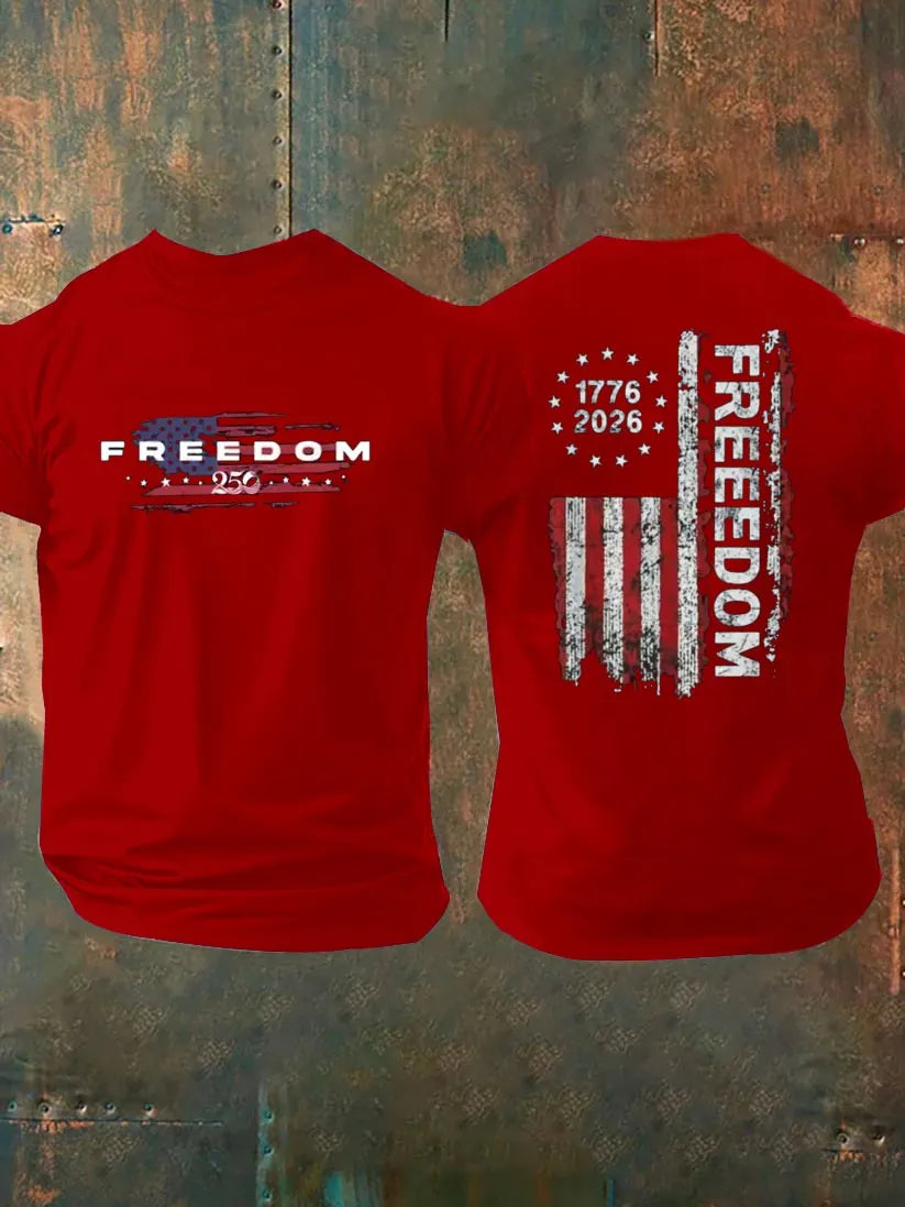 Freedom 250th Anniversary Pattern 100% Cotton T-Shirt