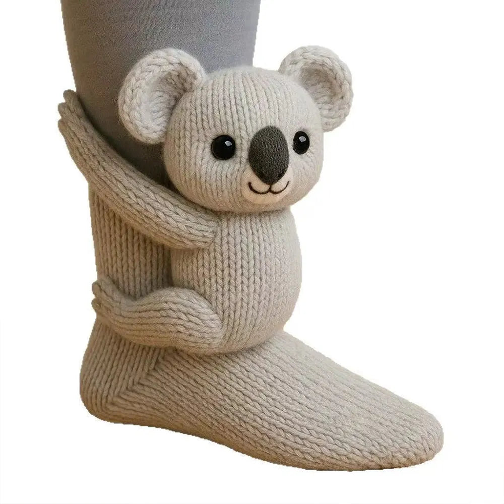 Furry Crochet Animal Thick Needle Socks