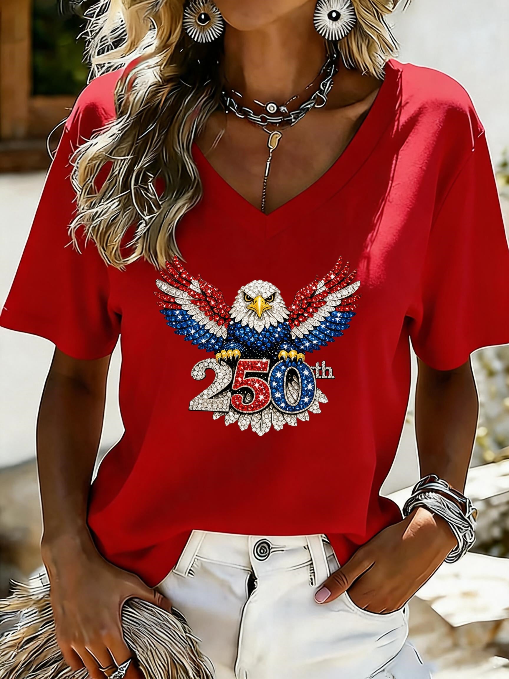 Women'S 250th Anniversary Eagle Print Short-Sleeve T-Shirt