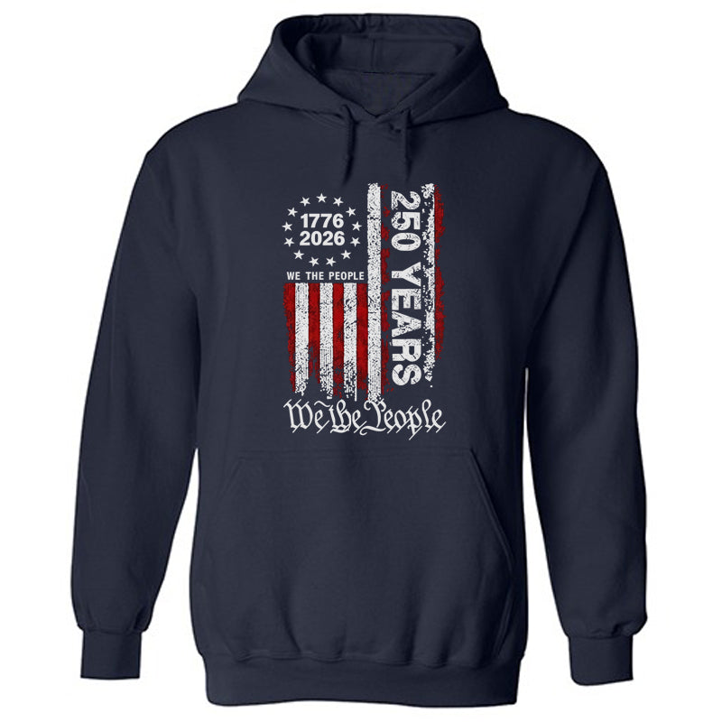 250 Anniversary USA Shirts Mens 250th American Flag Cotton Hooded Sweatshirt