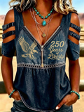 Women's Western Independence Day Eagle 250 Years Printed T-shirt