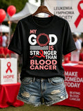 Women'S Blood Cancer Red Ribbon Health Awareness Round Neck T-Shirt