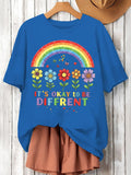 Women's It'S Okay To Be Diffrent Autism Awareness Printed Short-Sleeved T-Shirt