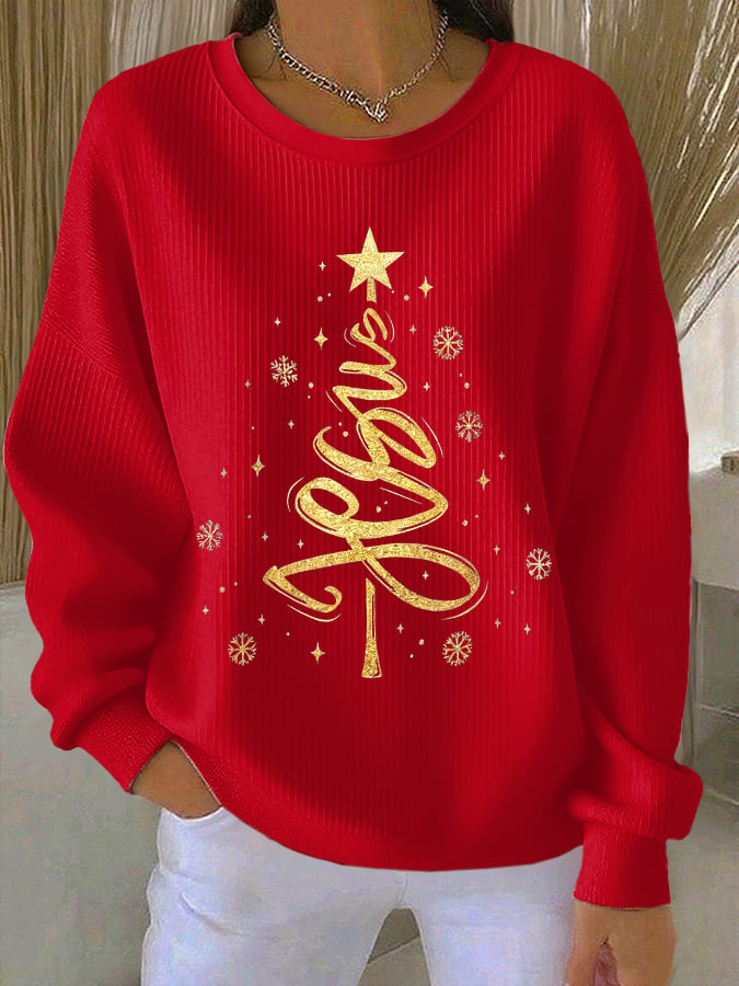 Retro Christmas Jesus Print Sweatshirt